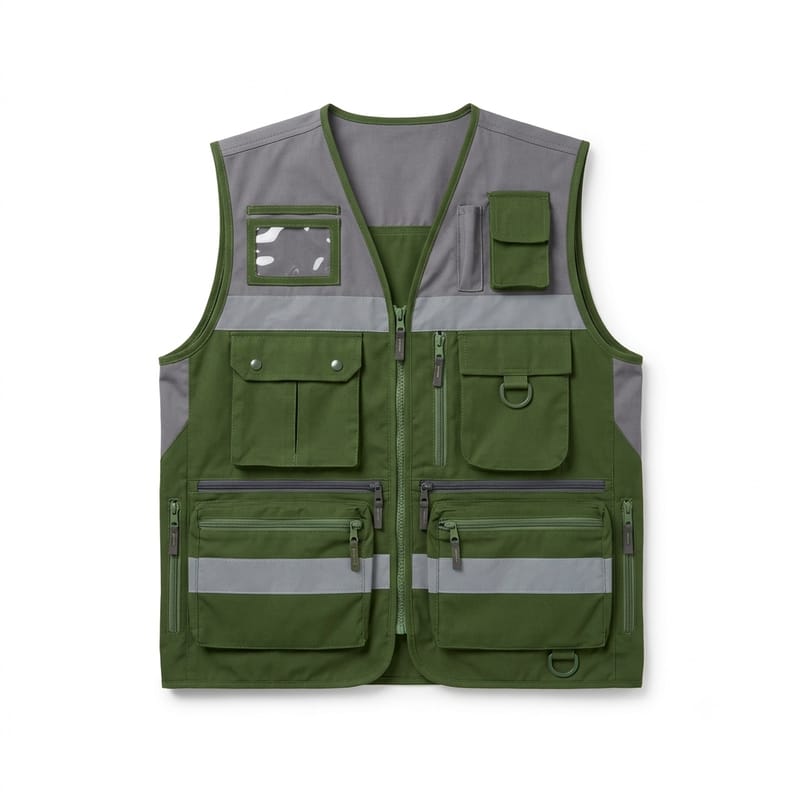 Geólogo Poplín Verde Musgo/Gris
